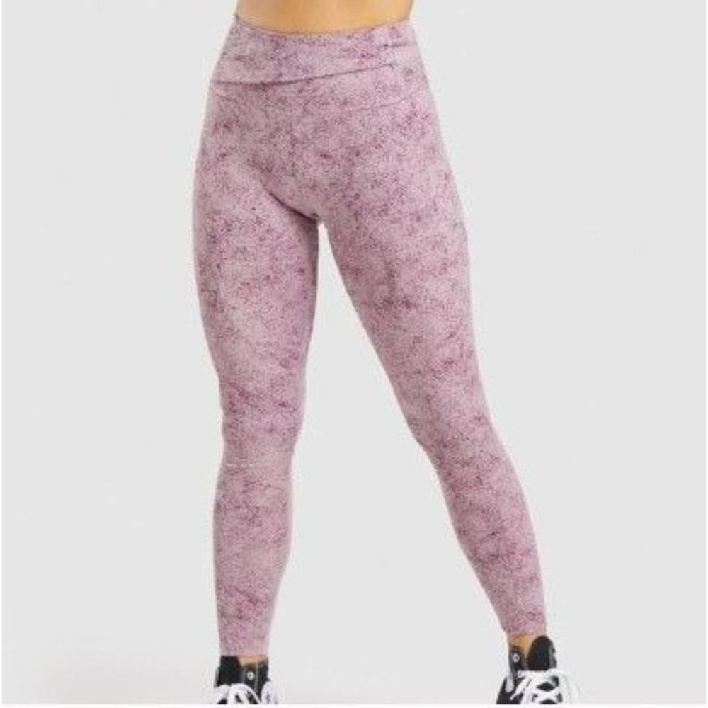 Gymshark Chalk Women's‎ Purple Splatter Leggings Size XS